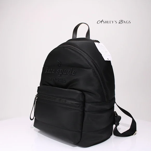 Kate Spade Ella Large Puffy Backpack In Black - Picture 2 of 11